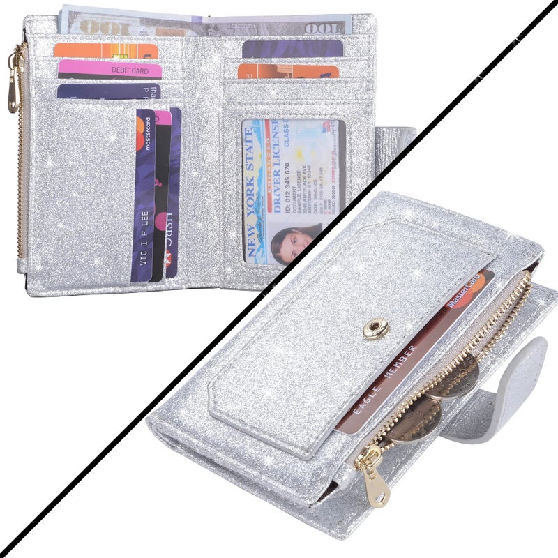 Leamekor Womens Wallets RFID Small Compact Bifold Leather Card Holder Zip Pocket - Image 3